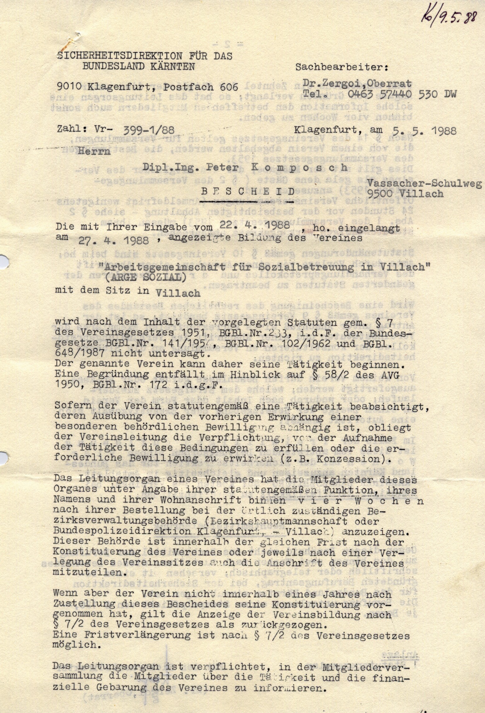 1988 Bescheid Vereinsgründung S1 880505.JPG